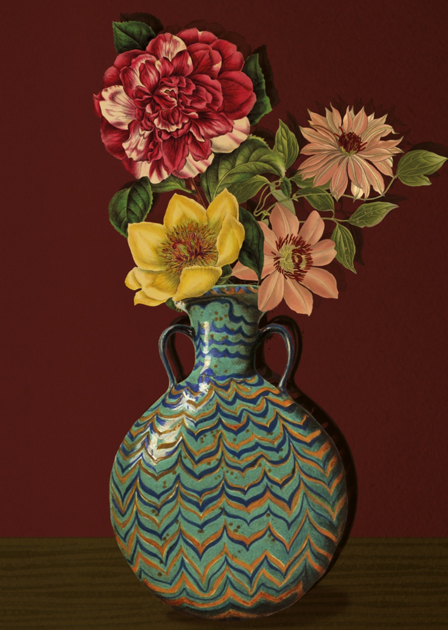 Verjaardagskaart Bloemen in vaas Kaart NIN-NIT