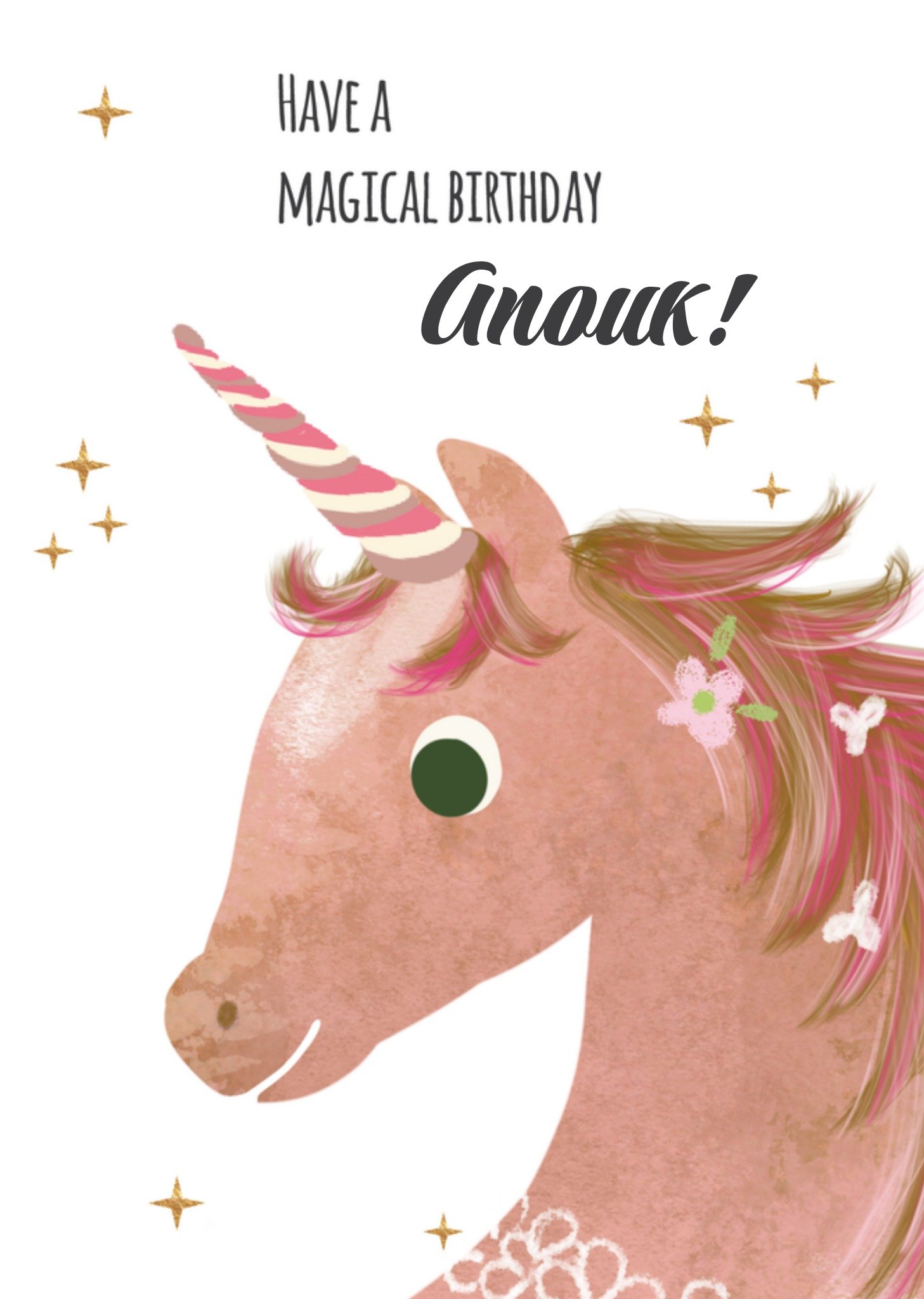 Verjaardagskaart Illustratie Unicorn Kaart Tsjip