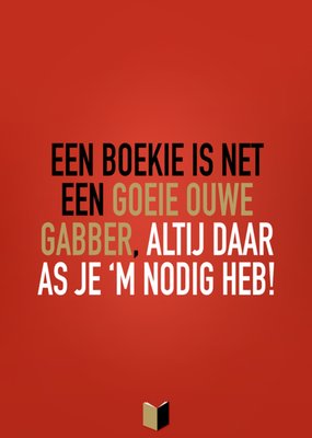 Greetz | Boekenweek 2025 kaart | Een boekie is net een goeie ouwe gabber | Jordanees
