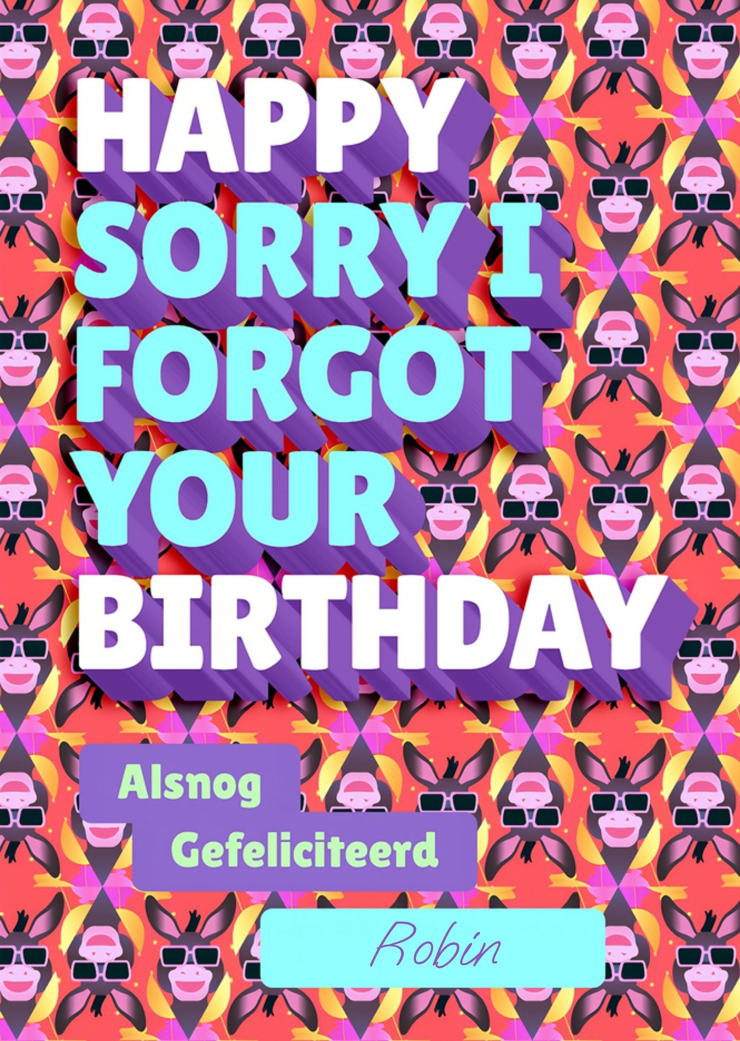 Verjaardagskaart Te laat Sorry Kaart Love Repeat