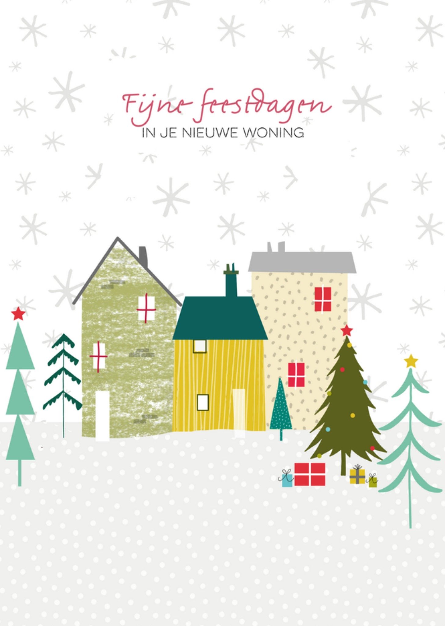 Kerstkaart nieuwe woning illustratie TMS