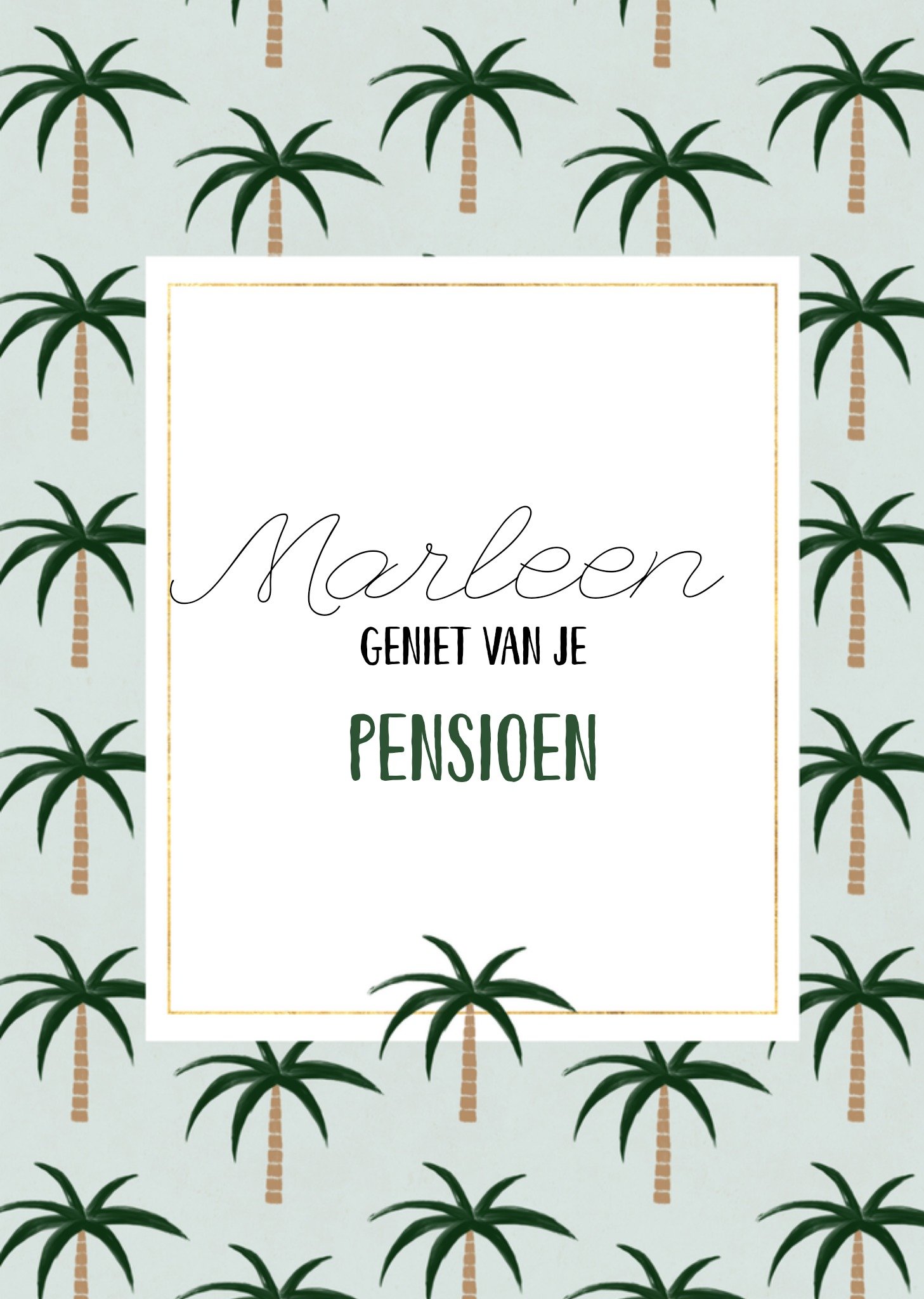 Pensioen kaart Palmbomen Met naam Kaart Greetz