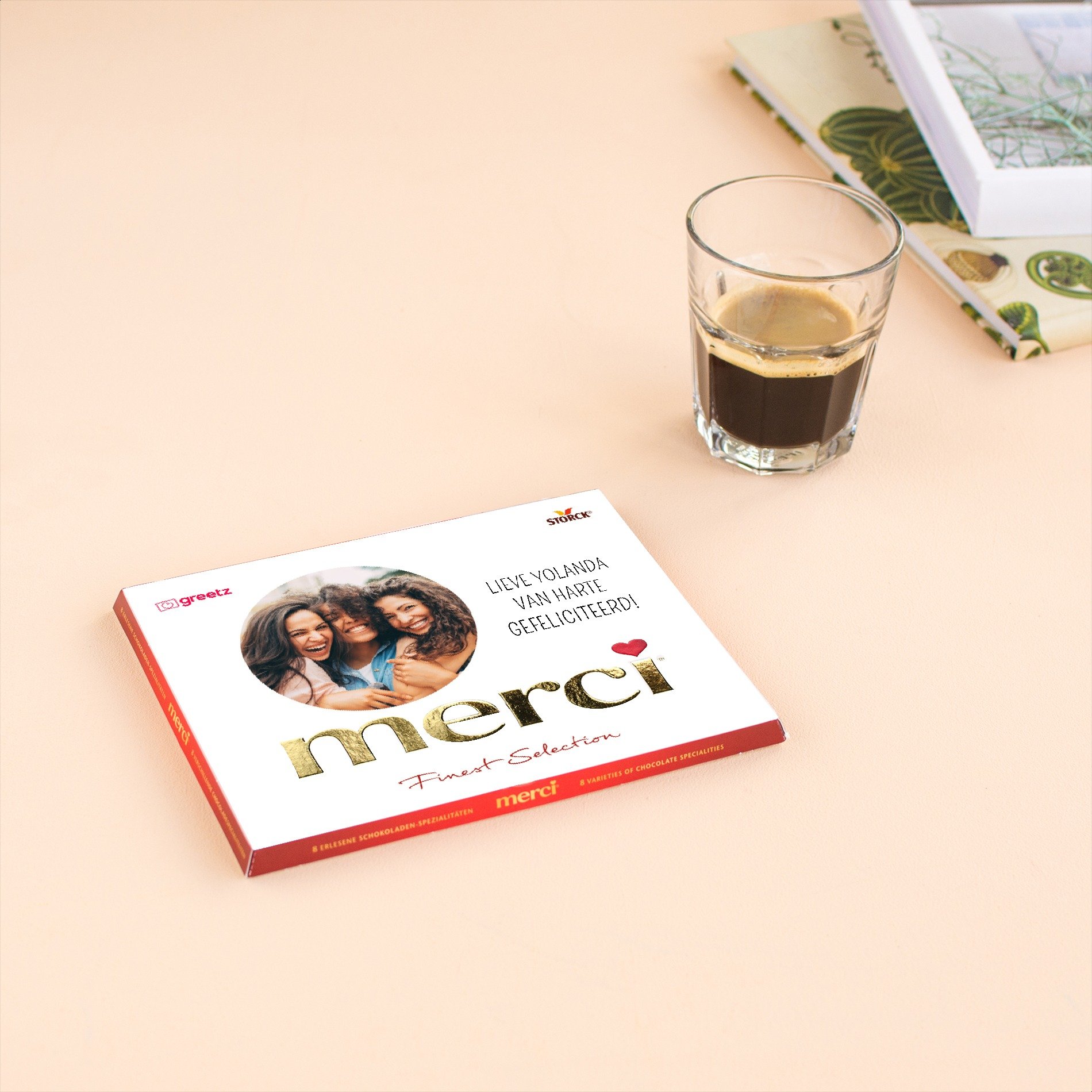 Merci | Gefeliciteerd met eigen foto en naam | 250g | Personalised Chocolate