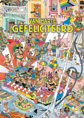 Grappig Geïllustreerd Zwembadfeest Felicitatiekaart