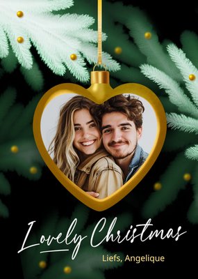 Hartvormig Ornament Foto Upload Kerstmis Kaart