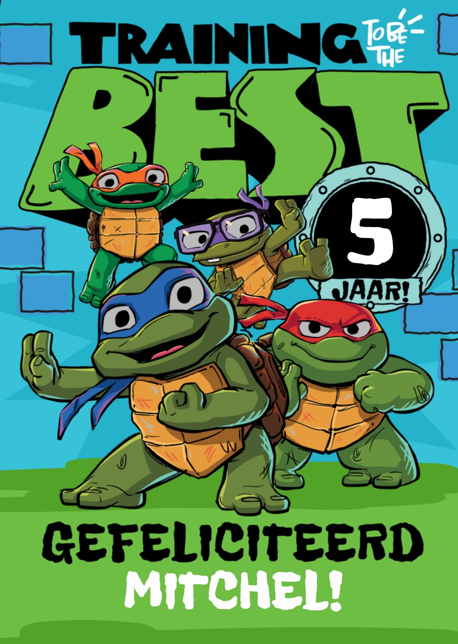 Verjaardagskaart Mutant Mayhem Met leeftijd Kaart Teenage Mutant Ninja Turtles