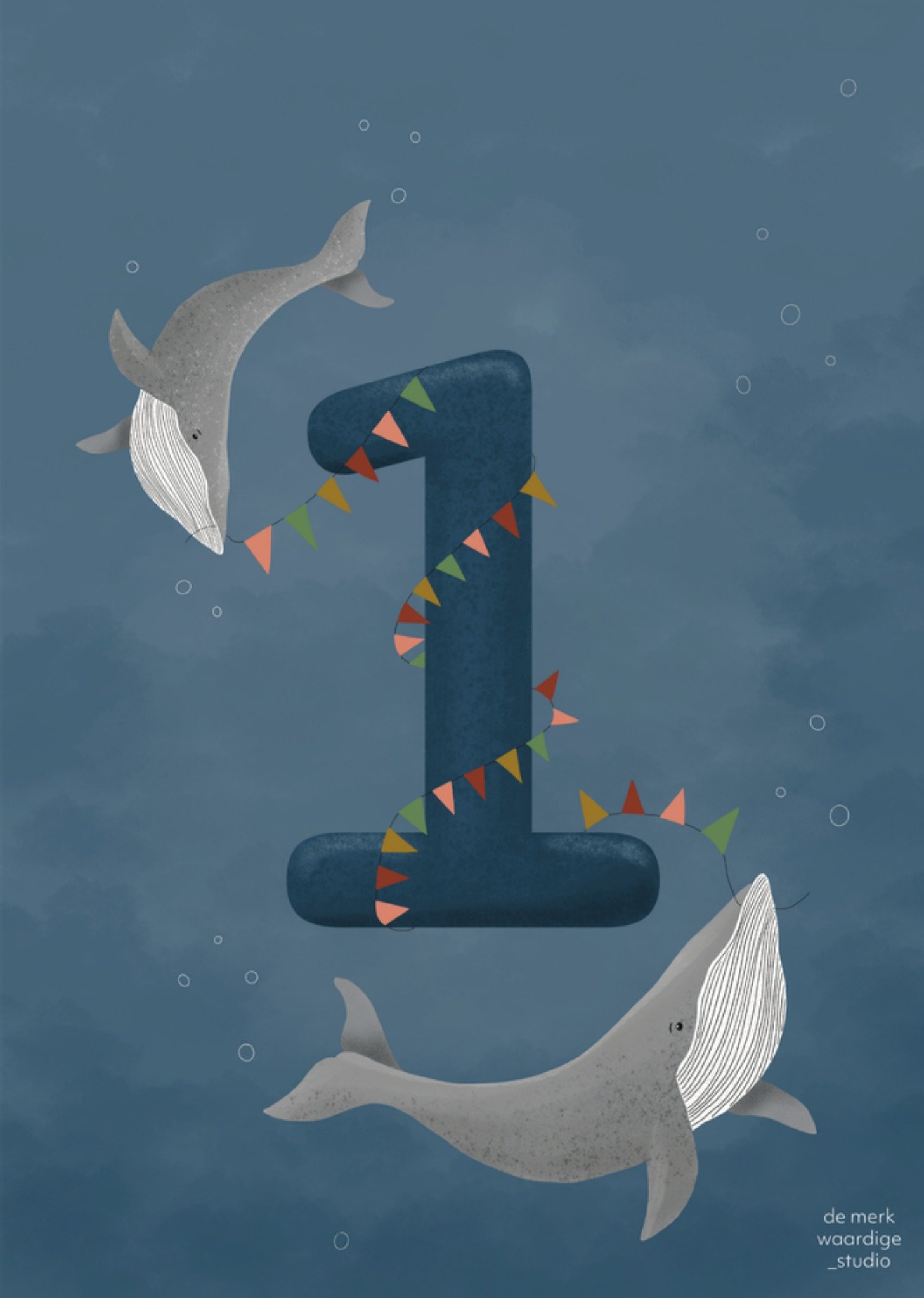 De Merkwaardige Studio Verjaardagskaart Met leeftijd 1 Kaart De merkwaardige studio