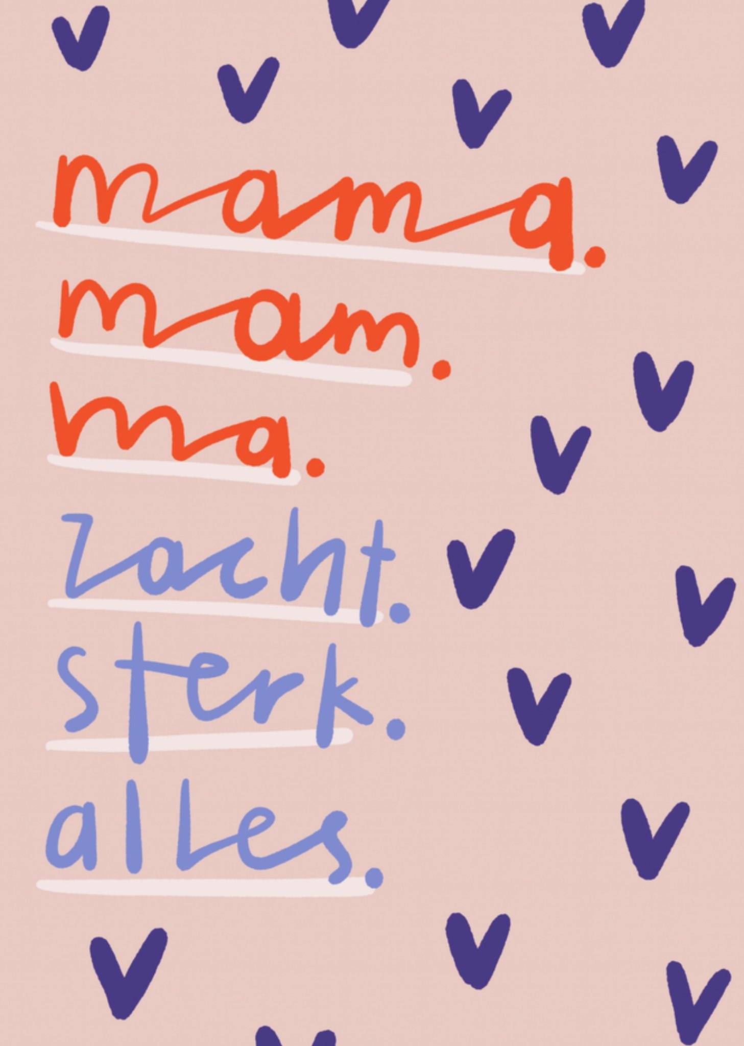 Gozde Moederdagkaart Mama Mam Ma Typografie Met Hartjes Greetz