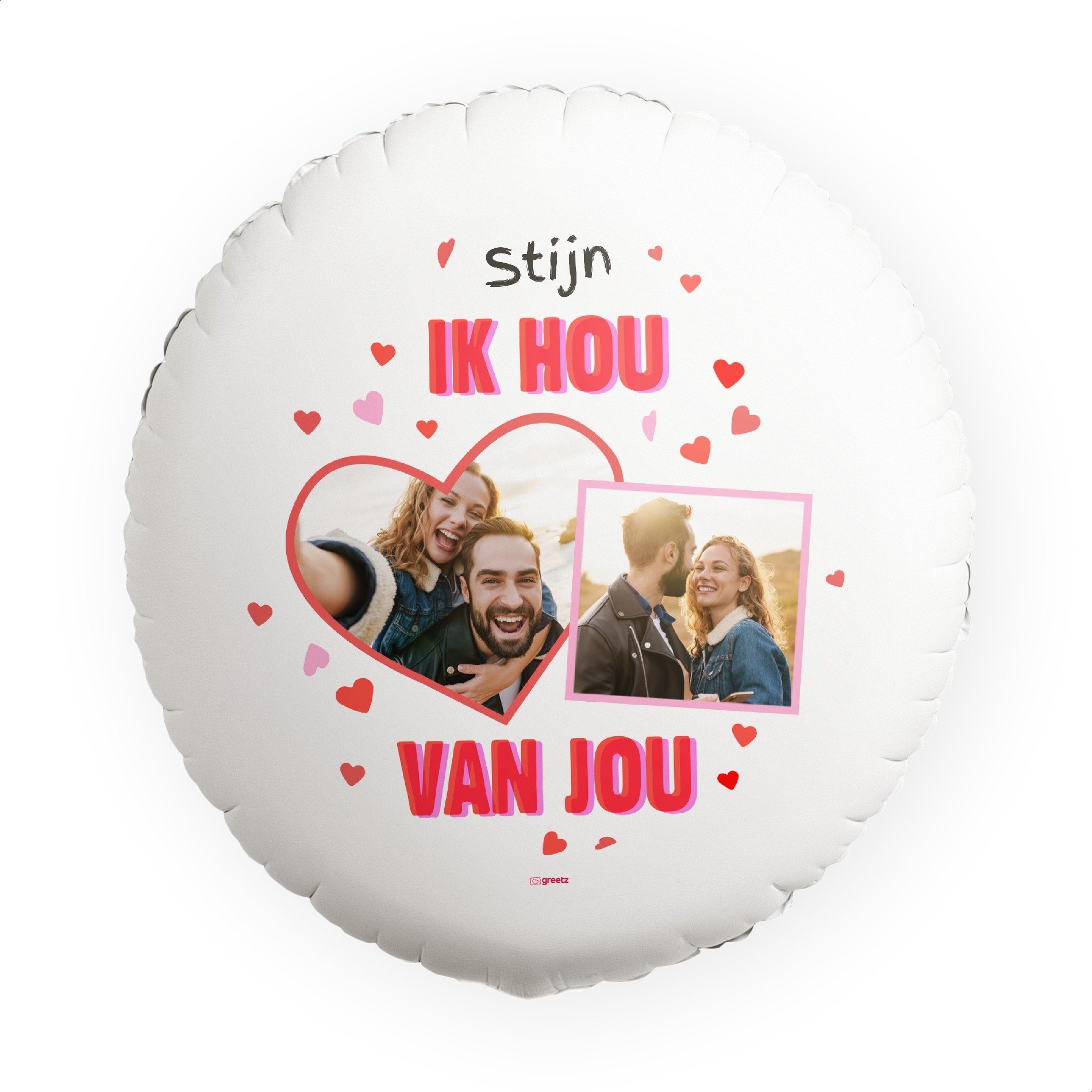 Ballon Ik hou van jou met eigen foto en naam Greetz