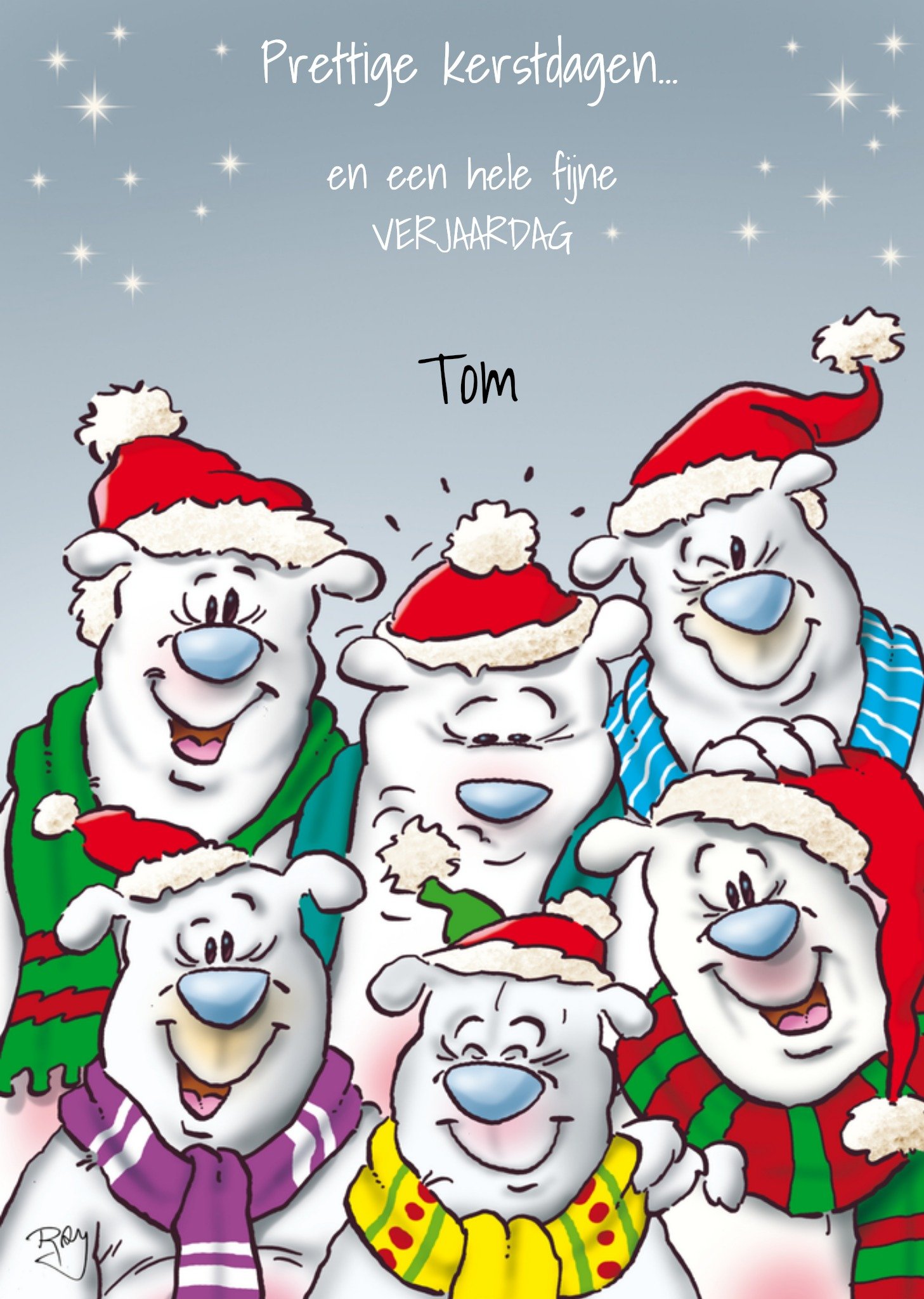 Kerstkaart verjaardag met naam Doodles