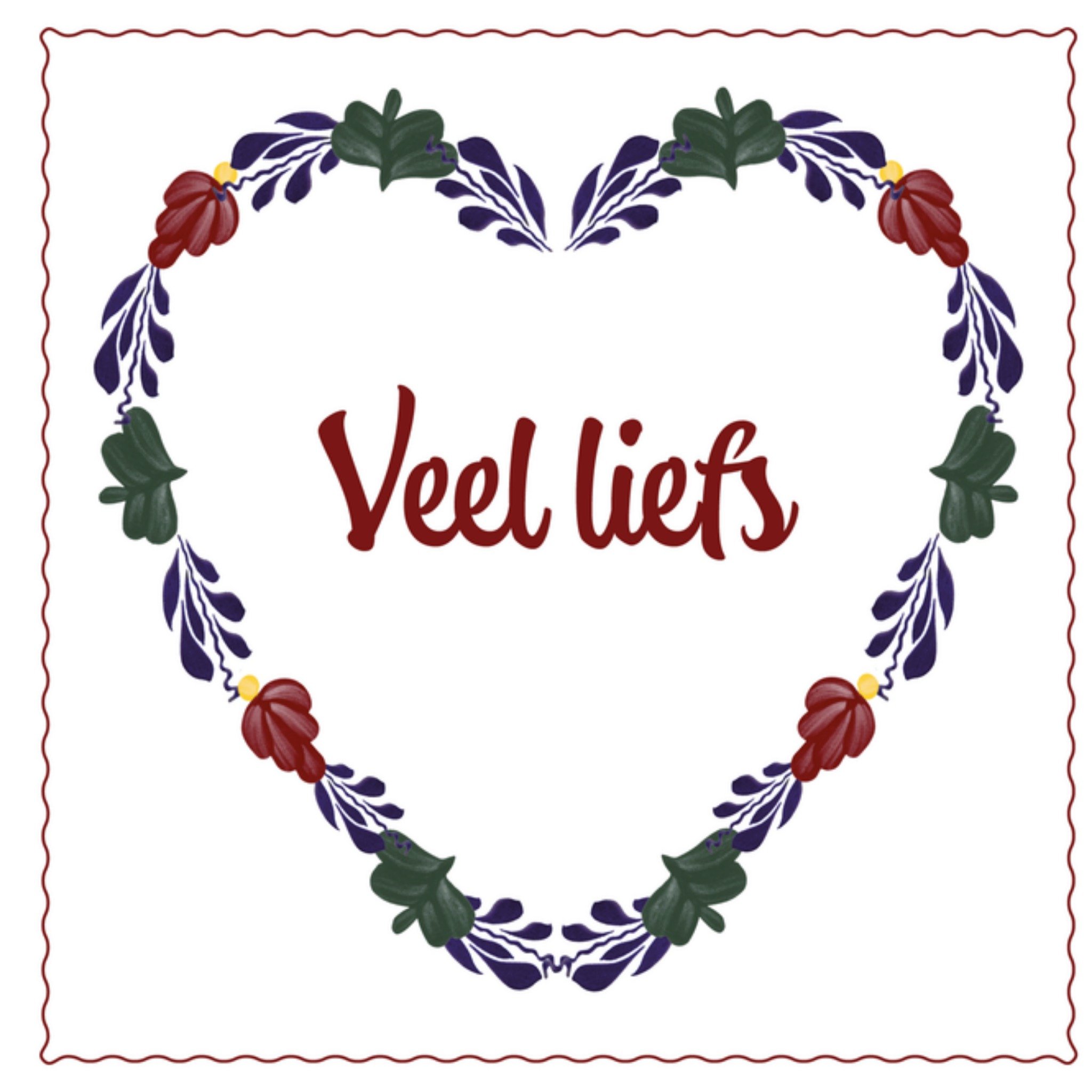 Liefdeskaart Hart Vierkante Kaart Boerenbont