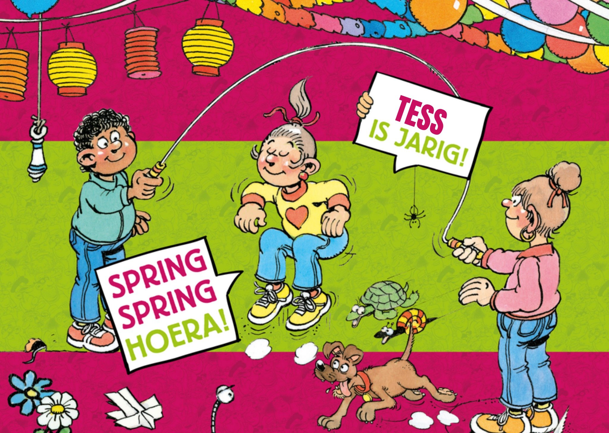 Verjaardagskaart Spring Spring Hoera! Kaart Jan van Haasteren Junior