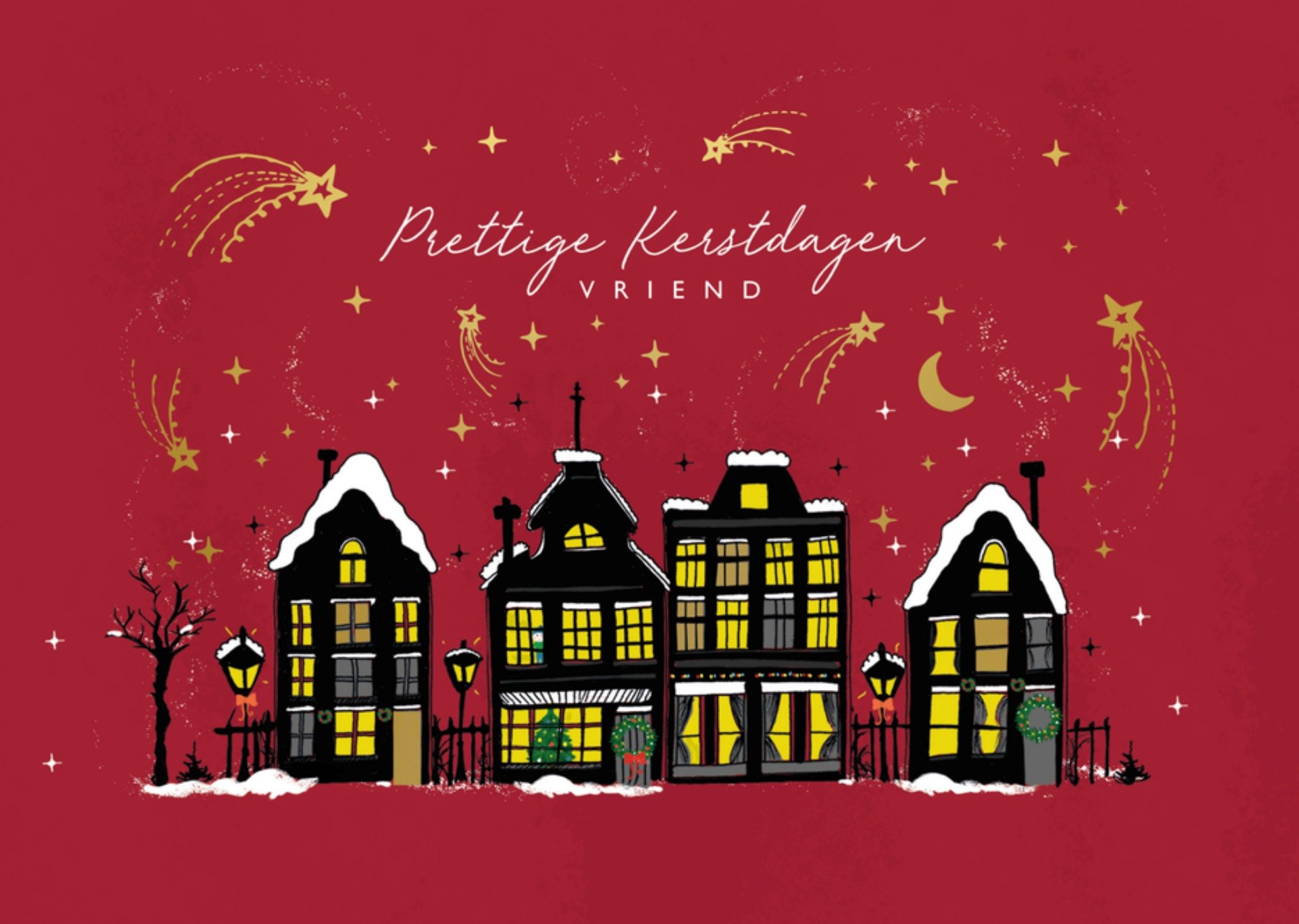 Kerstkaart Huisjes Paperclip