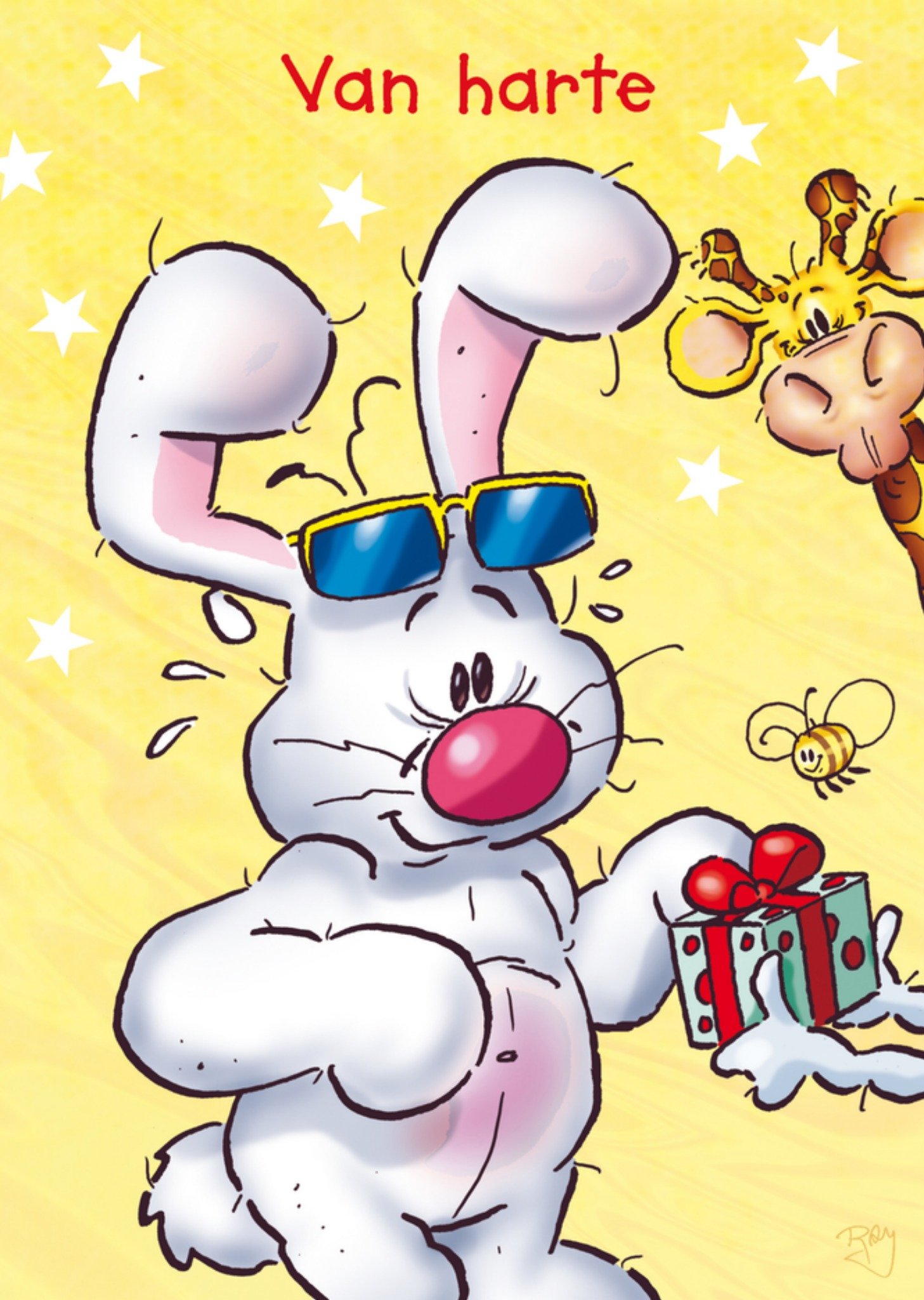 Verjaardagskaart konijn Doodles