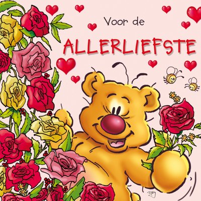 Voor De Allerliefste Geïllustreerde Beer Met Rozen Liefde Kaart