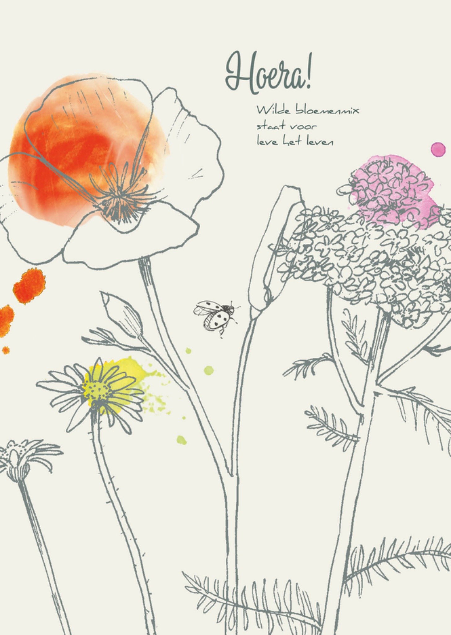 Veer Moon Verjaardagskaart Wilde bloemen voor leve het leven Standard Card