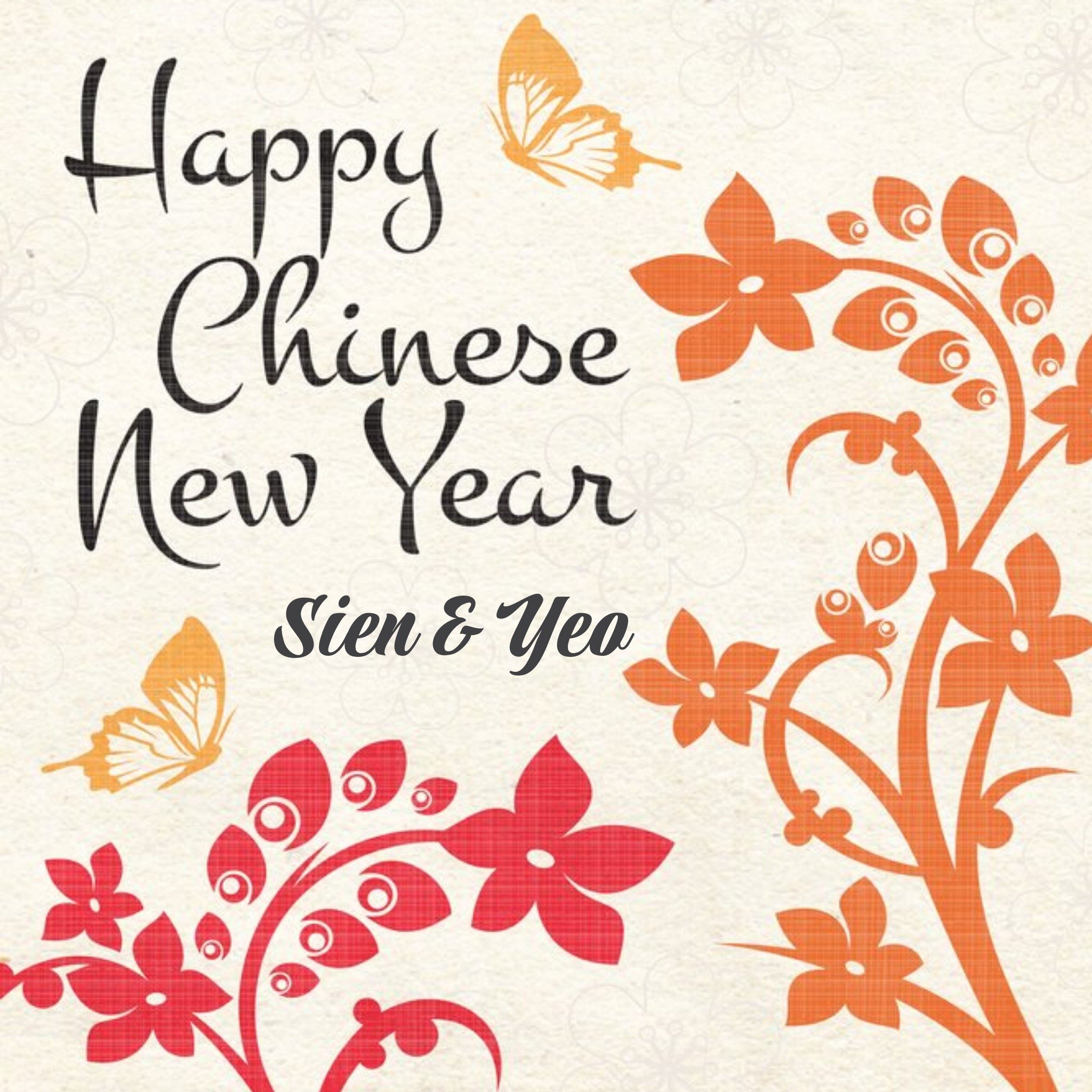 Davora Chinees nieuwjaar kaart Vlinders Vierkante Kaart Davora Ltd