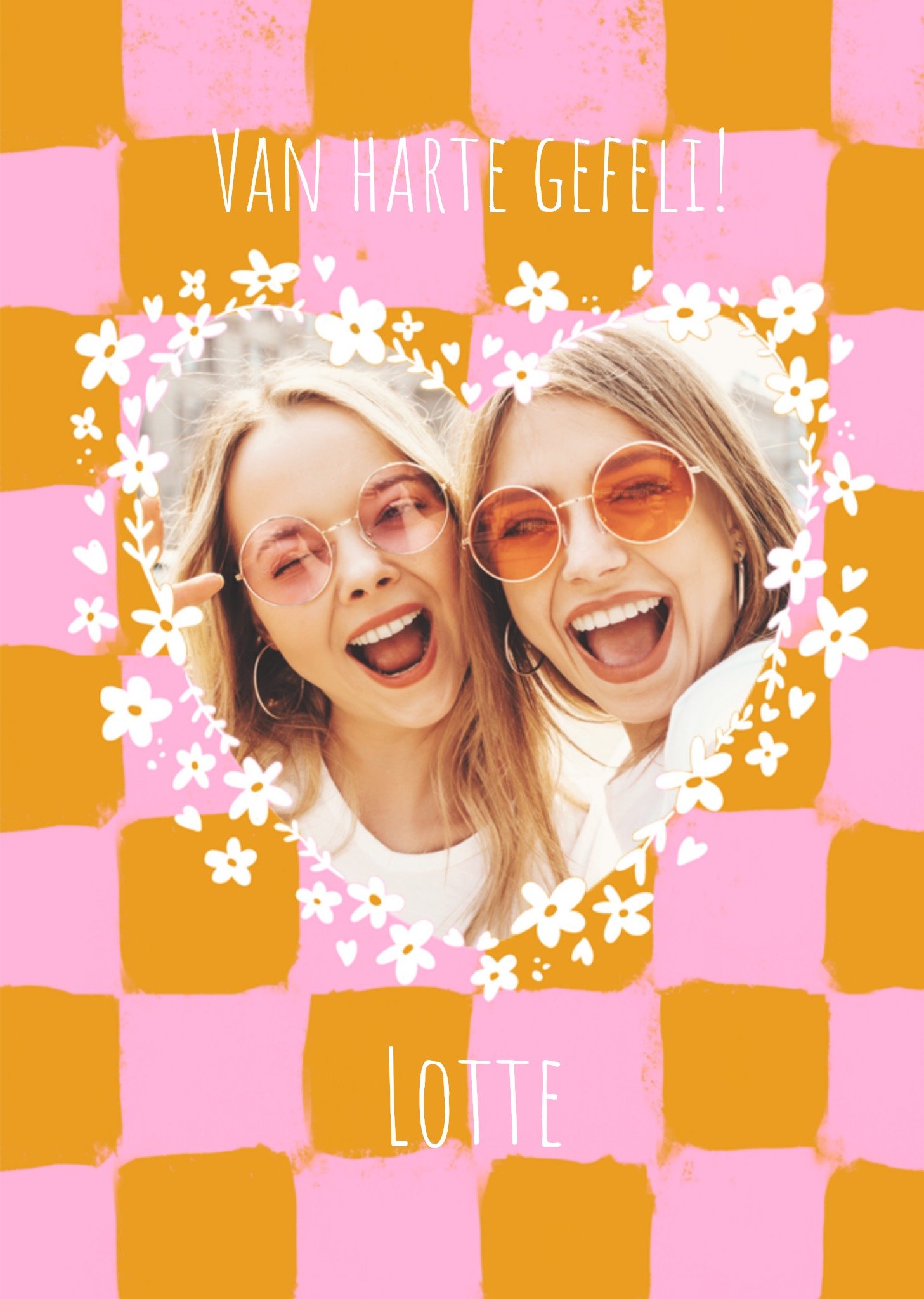 Verjaardagskaart kleurrijk met foto Kaart Tsjip