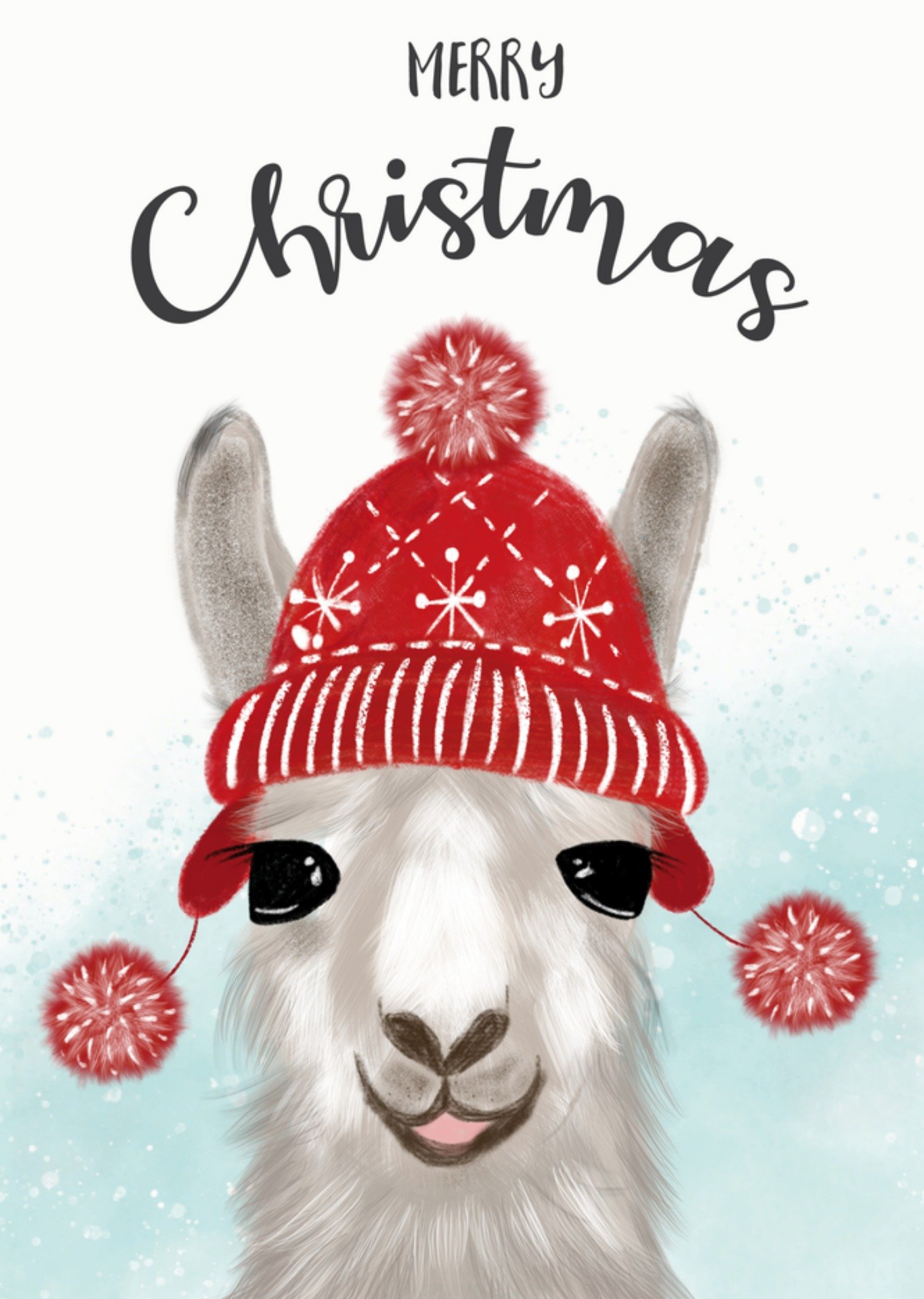 Kerstkaart lama kerstmuts Tsjip