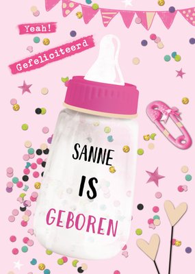 TMS | Geboortekaart | Meisje | Fles