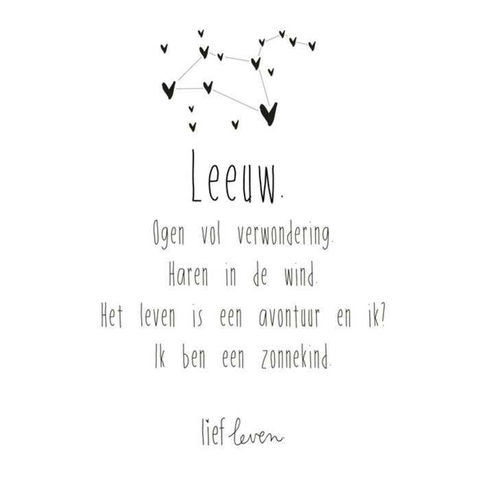 Lief Leven | Sterrenbeeld kaart | Leeuw