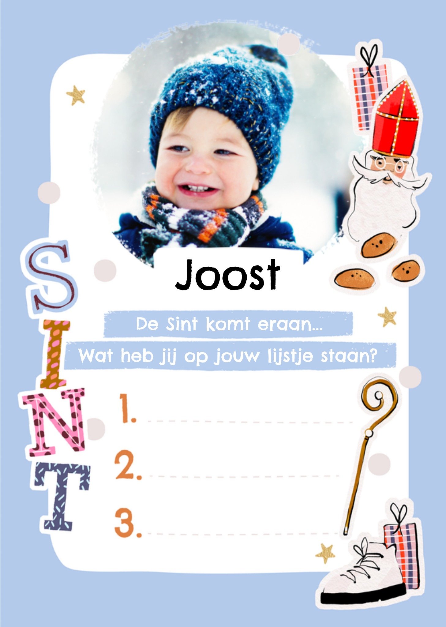 Greetz Sinterklaaskaart Aanpasbare tekst en foto Verlanglijstje Standard Card