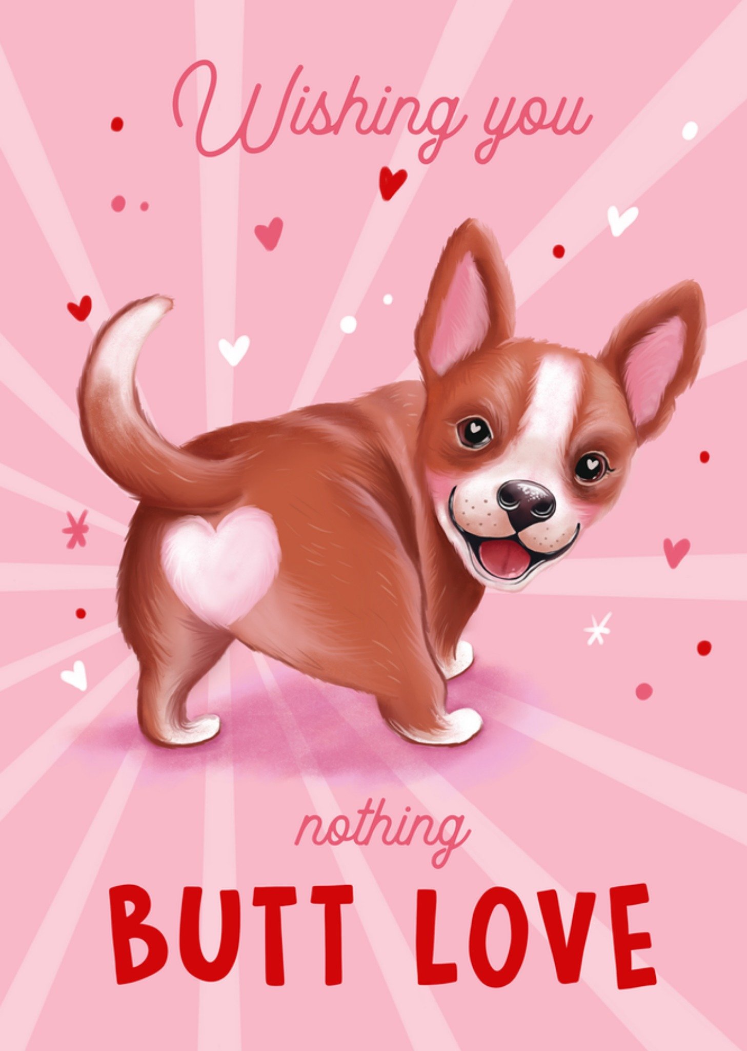 Valentijnskaart Wishing you nothing butt love Kaart Aniet Illustration