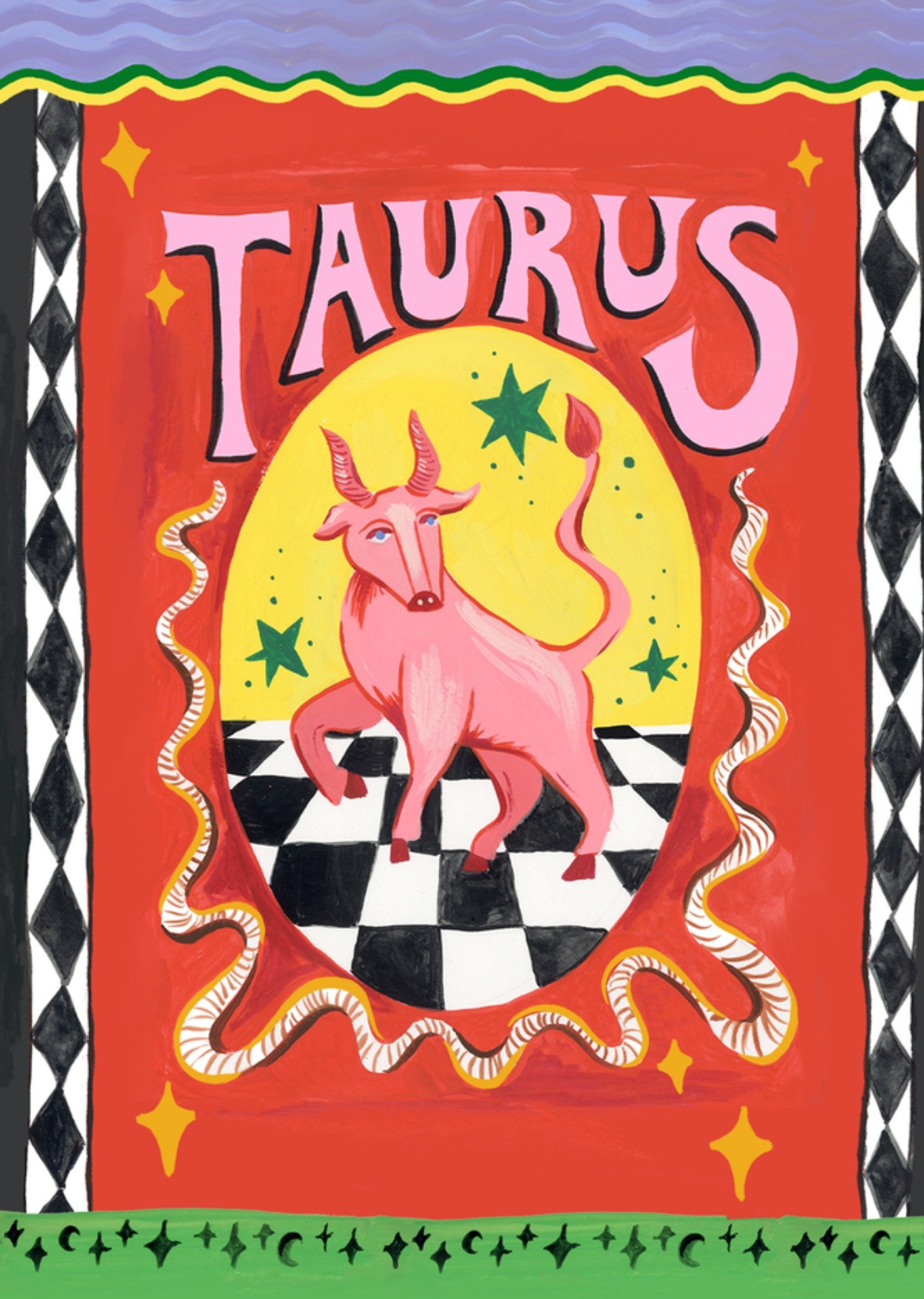 Verjaardagskaart Taurus Zodiac Sign Kaart Eleanor Bowmer
