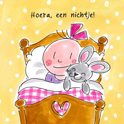 Hoera Een Nichtje Geïllustreerd Baby Met Konijn Geboorte Kaart
