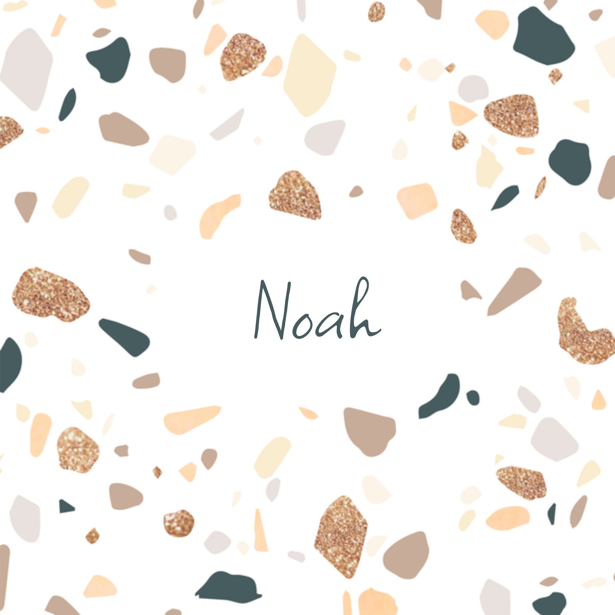 Greetz Geboortekaart Terrazzo Met naam Vierkant