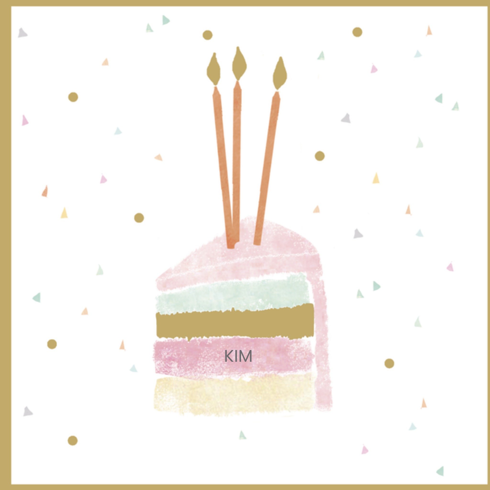 Verjaardagskaart met naam taart Vierkante Kaart UK Greetings