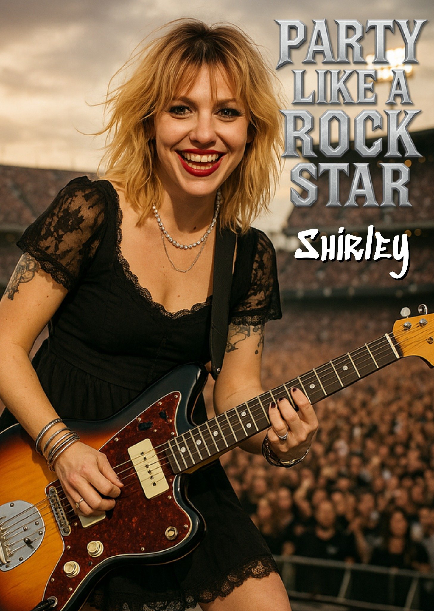 Verjaardagskaart Gezichtsswap Party like a rock star Greetz