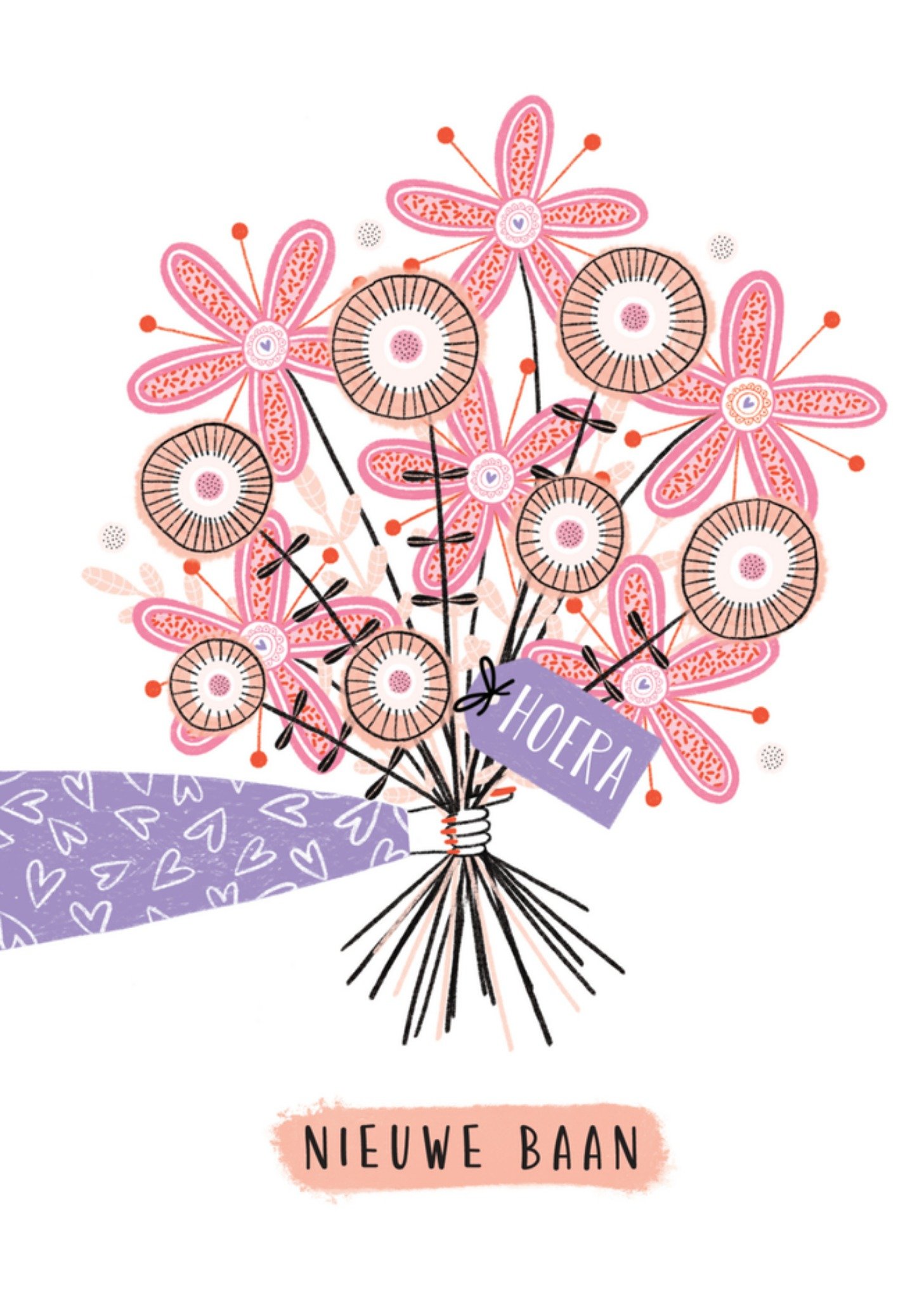 Nieuwe baan Bloemen Kaart Marieke Witke