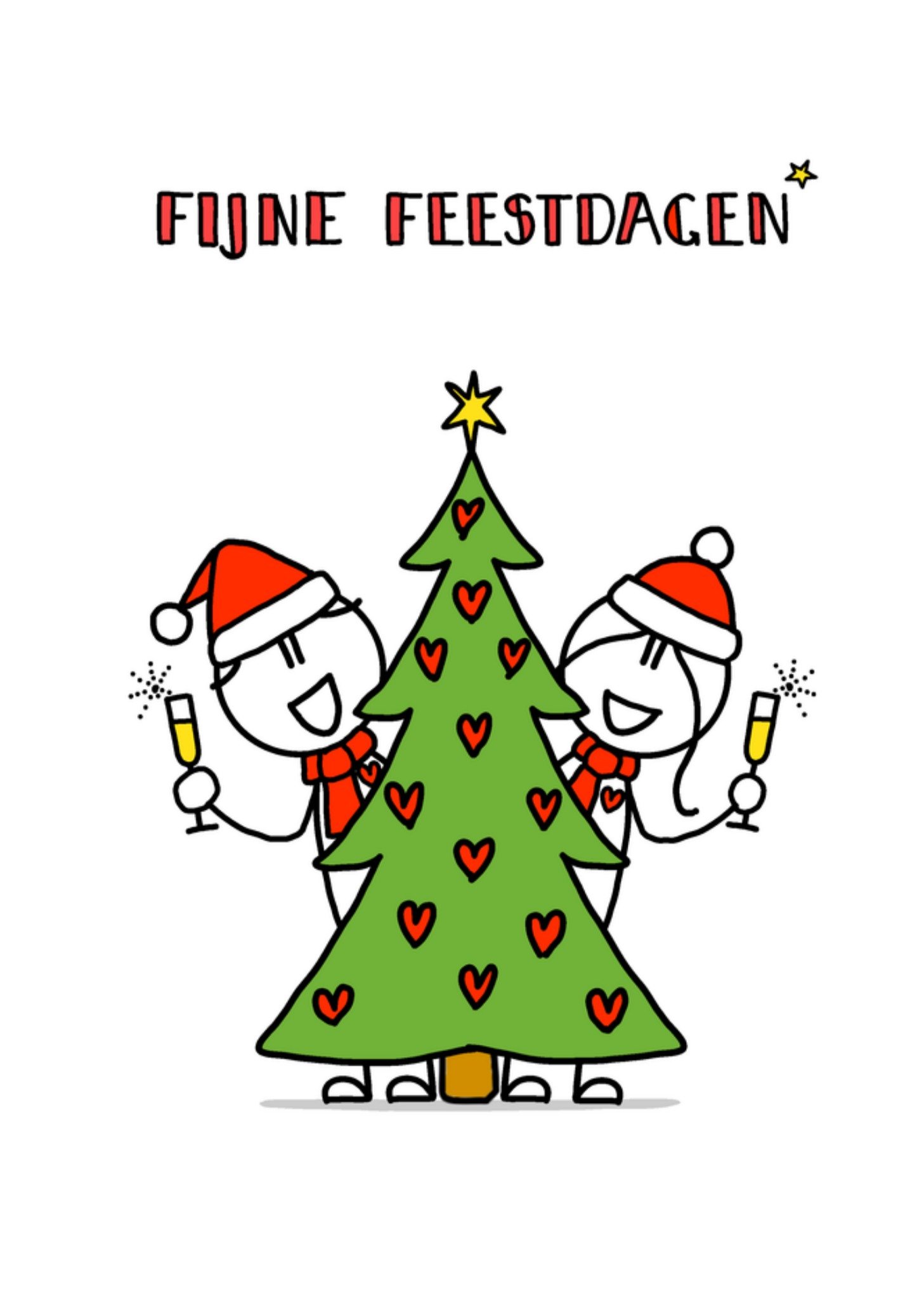 Kerstkaart Kerstboom YH Tekent