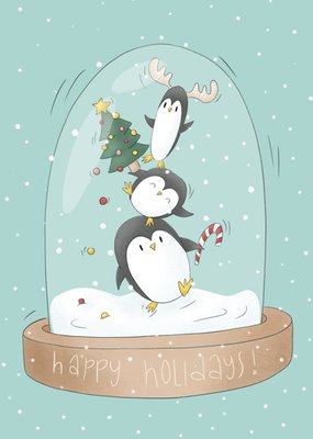 Studio Fred Illustraties | Kerstkaart | Pinguins | Happy Holidays!