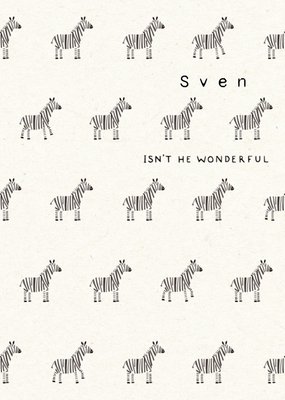 UK Greetings | Geboortekaart | zebra | met naam