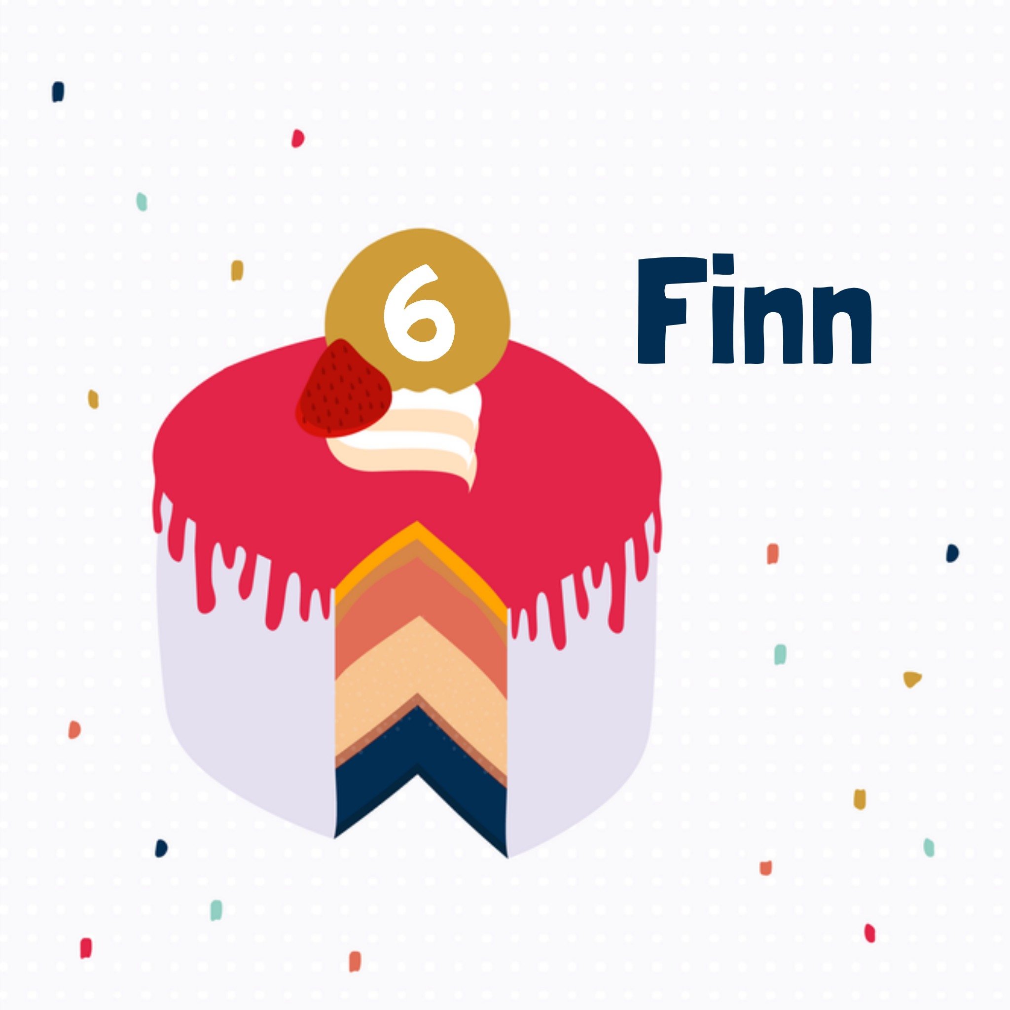 Greetz Verjaardagskaart Kleurrijke taart Met naam en leeftijd Vierkant