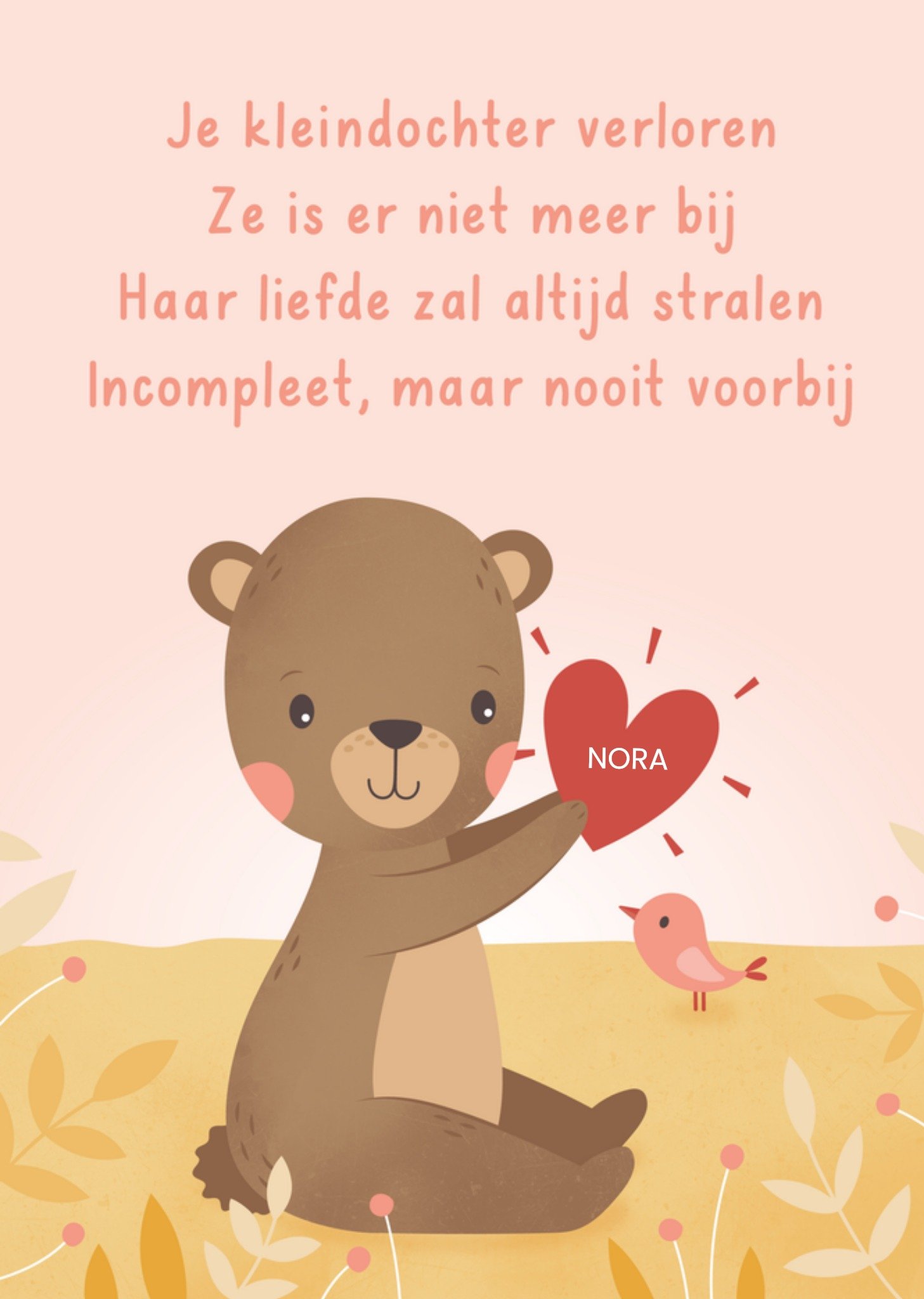 Condoleancekaart Kleindochter Kaart Kleine Vlindervoetjes