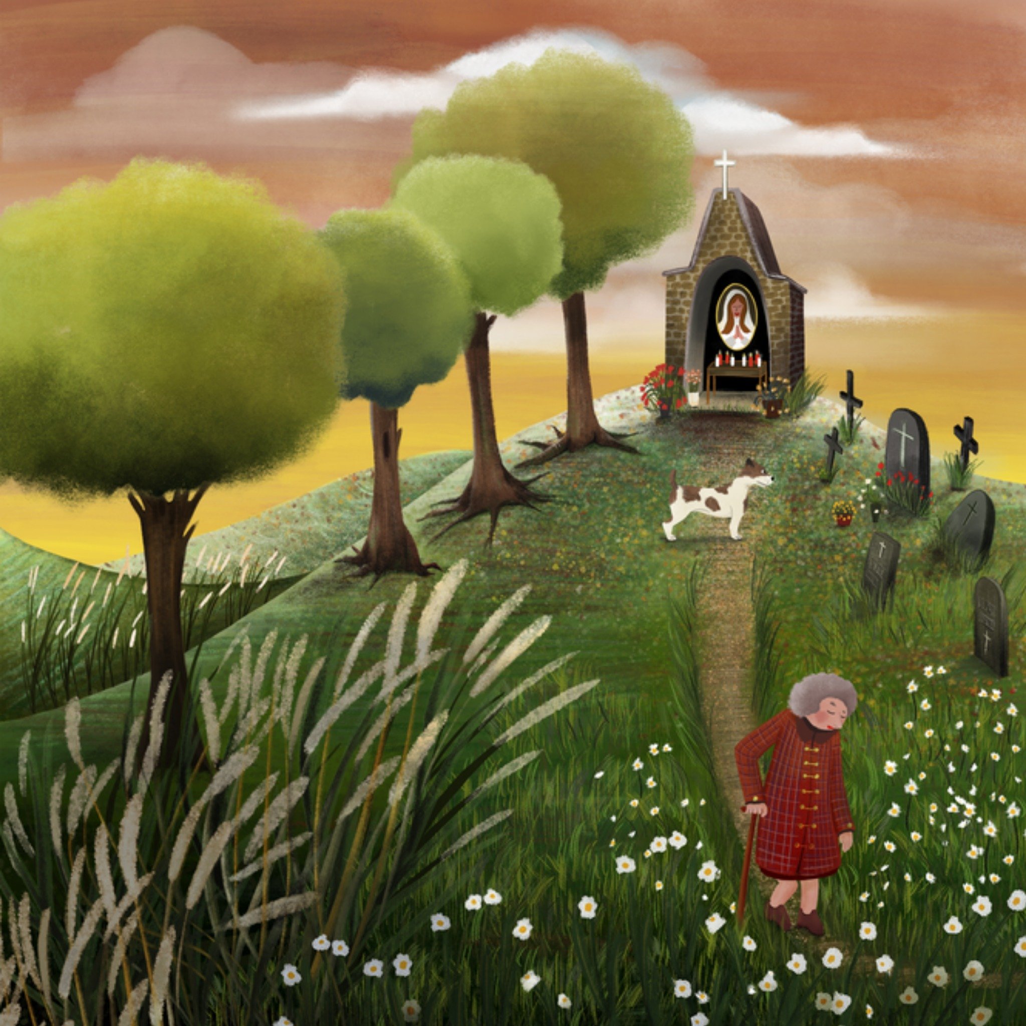 Patricia Hooning Condoleancekaart Hondje begraafplaats Vierkante Kaart Fishuals