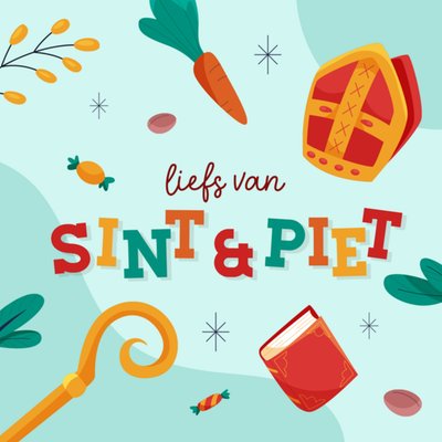 Liefs Van Sint En Piet Geïllustreerde Sinterklaas Symbolen Kerstkaart