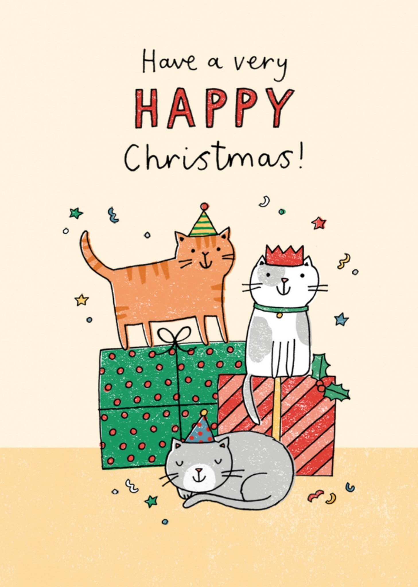 Kerstkaart Vrolijk Kat Jenny Seddon