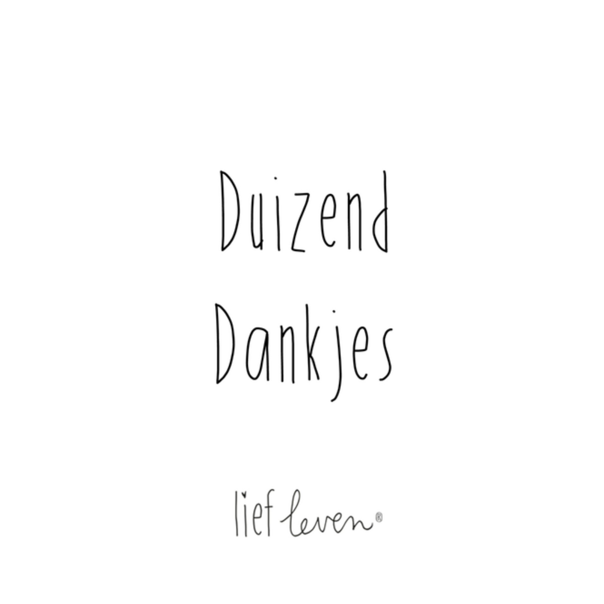 Bedank kaart Duizend dankjes Vierkante Kaart Lief Leven