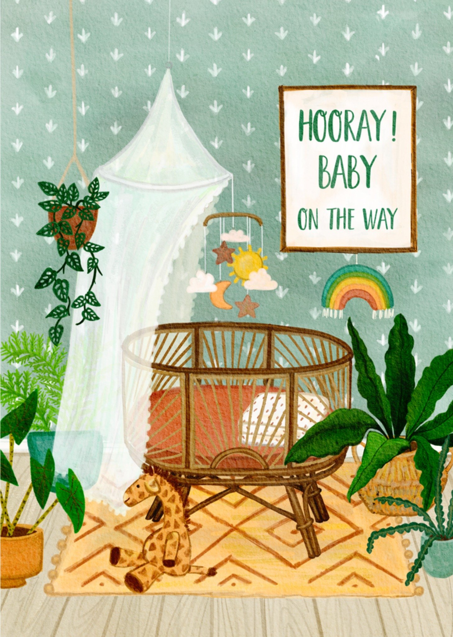Zwangerschapskaart wiegje baby on the way Kaart Petit Konijn