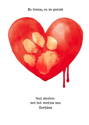 Zo Trouw En Zo Gemist Aquarel Hart Met Pootafdruk Sterkte Kaart