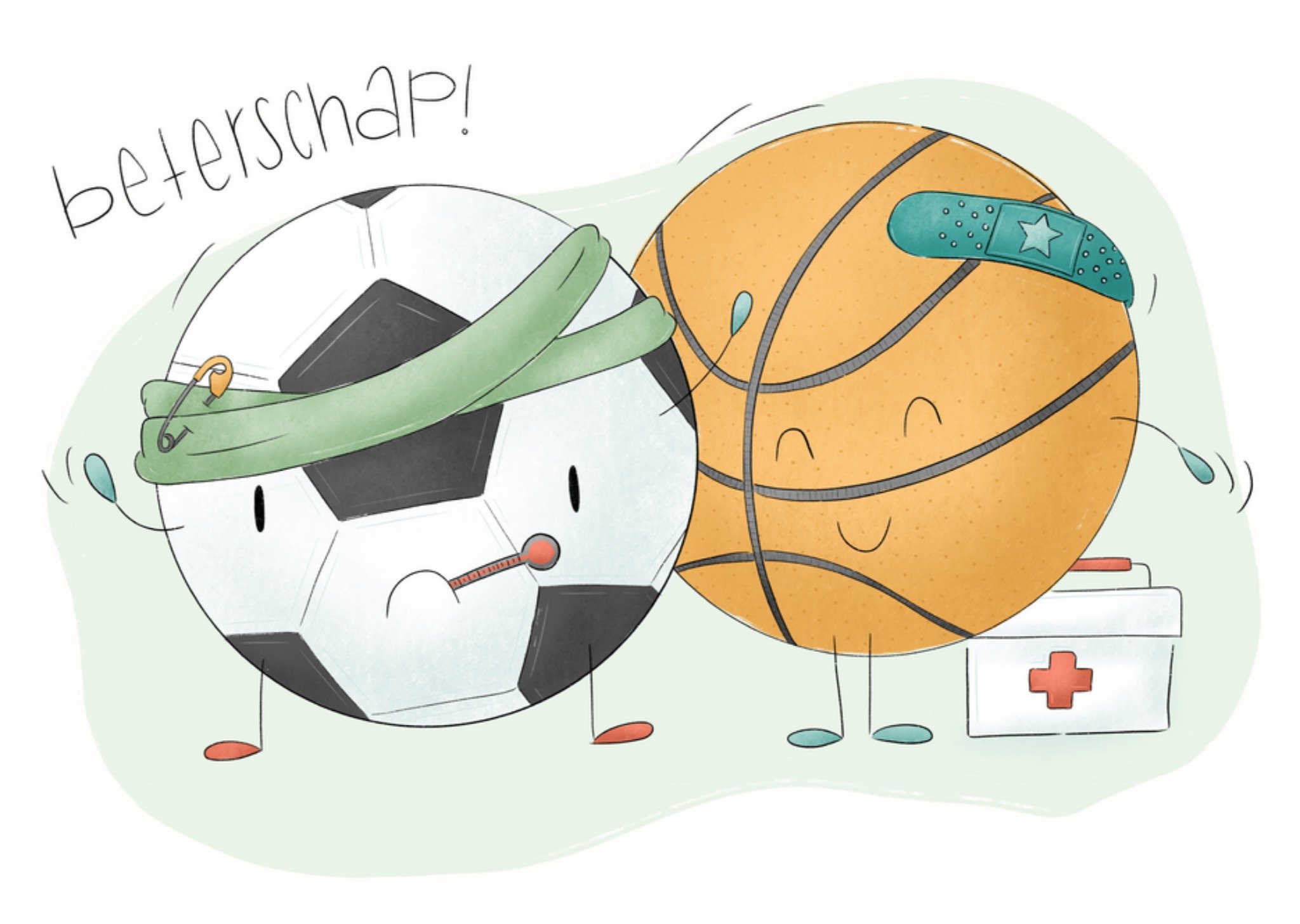 Beterschapskaart Voetbal Lief Kaart Studio Fred Illustraties