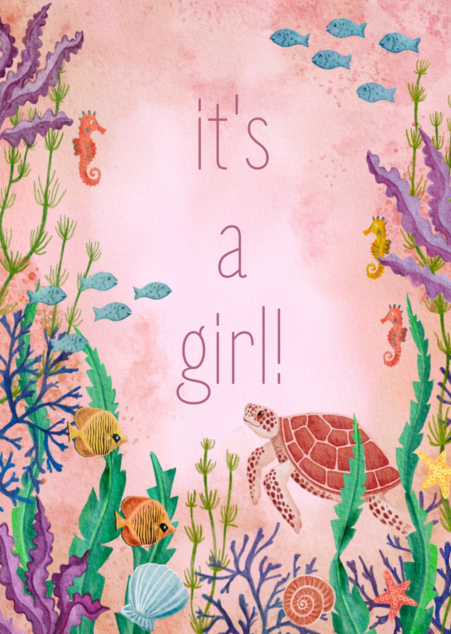 Geboortekaart onder zee girl Kaart Petit Konijn