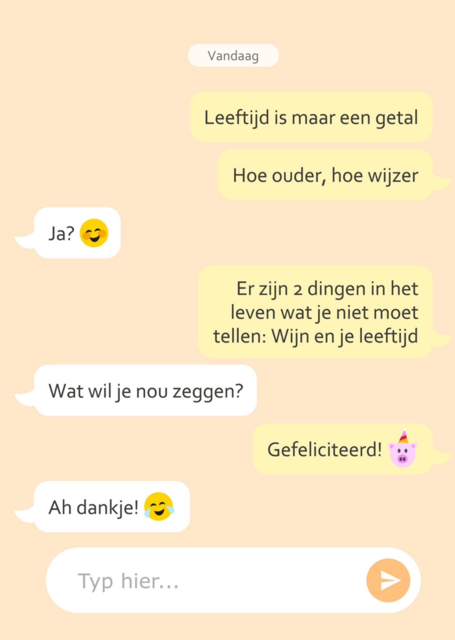 Verjaardagskaart chatgesprek Greetz