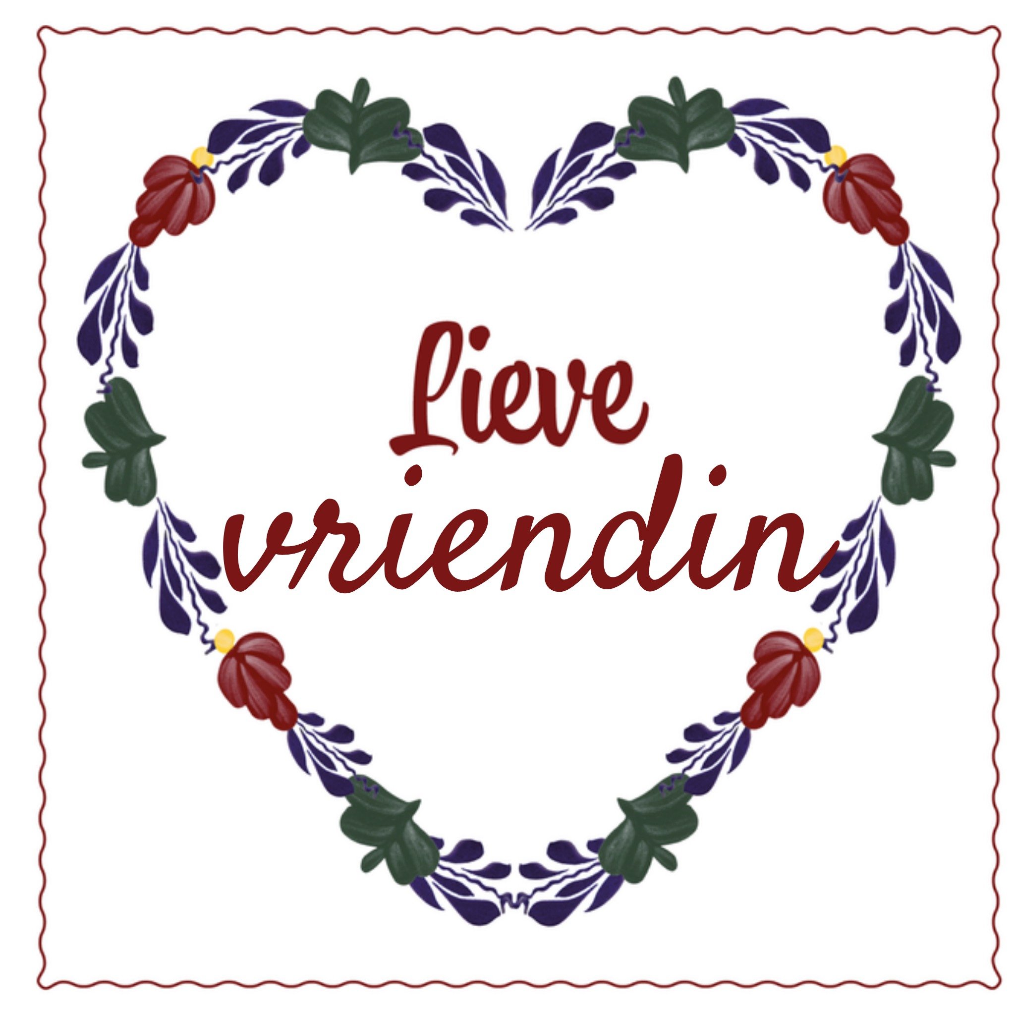 Vriendschapskaart Vriendin Vierkante Kaart Boerenbont