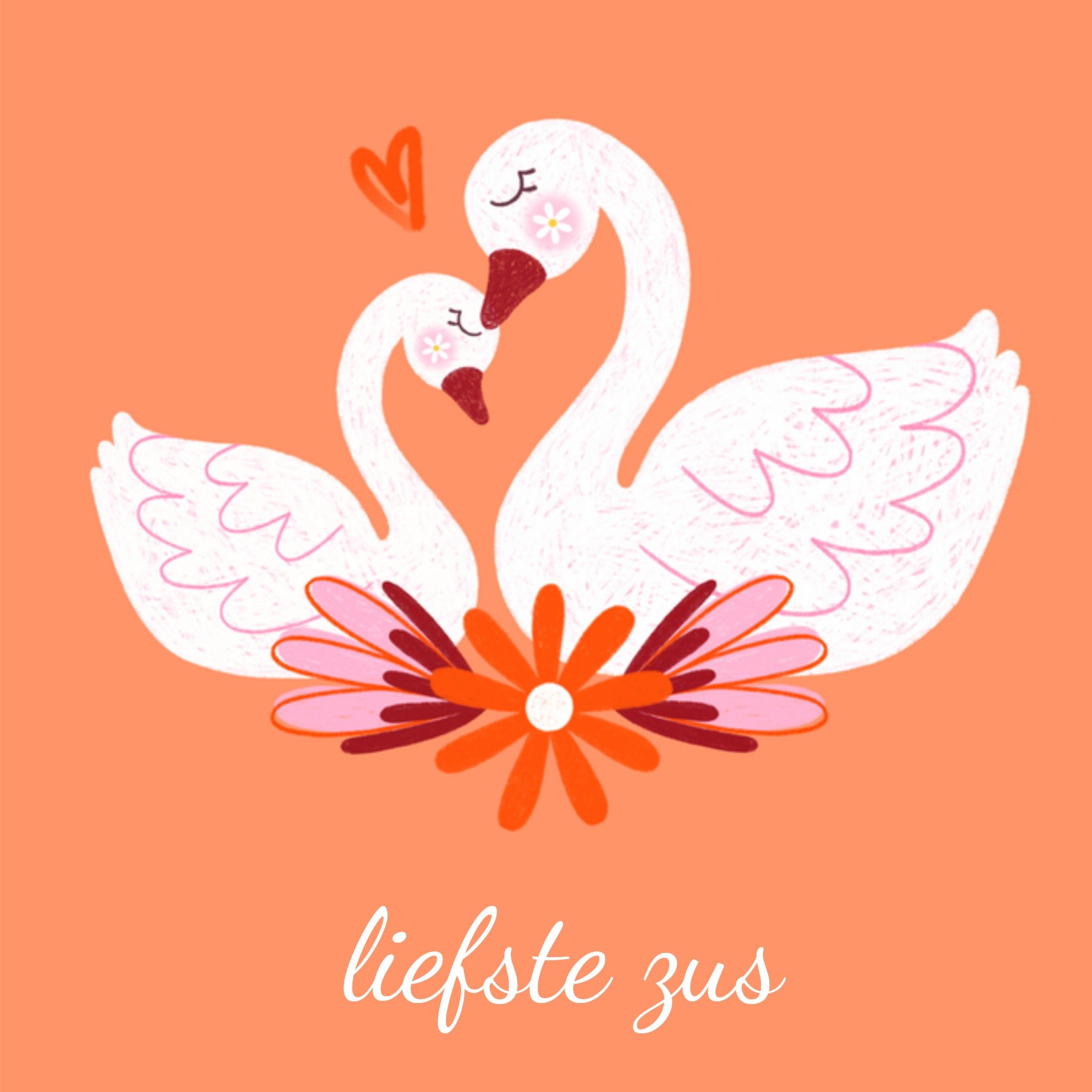 Broer en zus dag zwaan Vierkante Kaart Marieke Witke