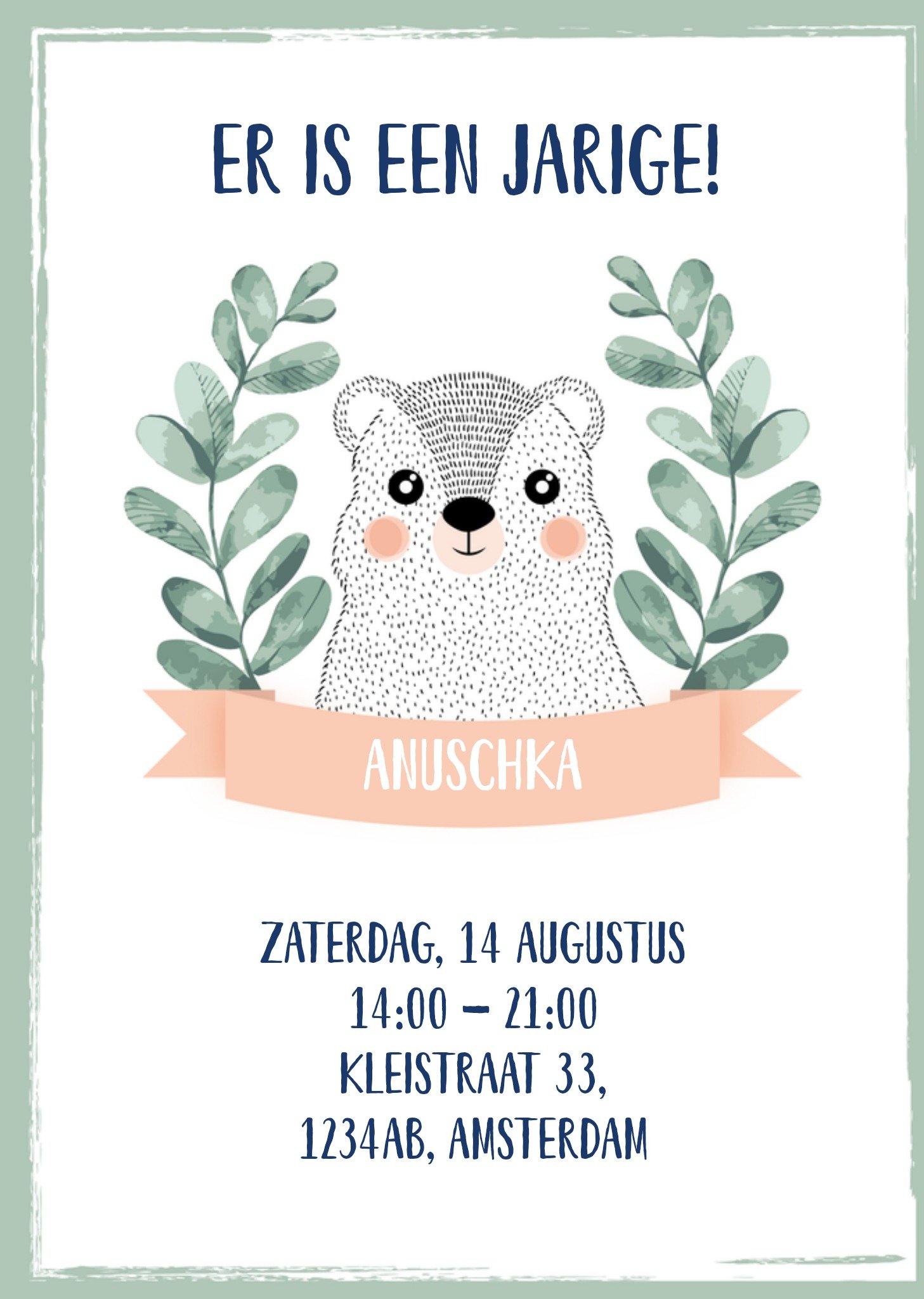 Uitnodiging Kinderfeestje Hip Beertje Kaart Greetz